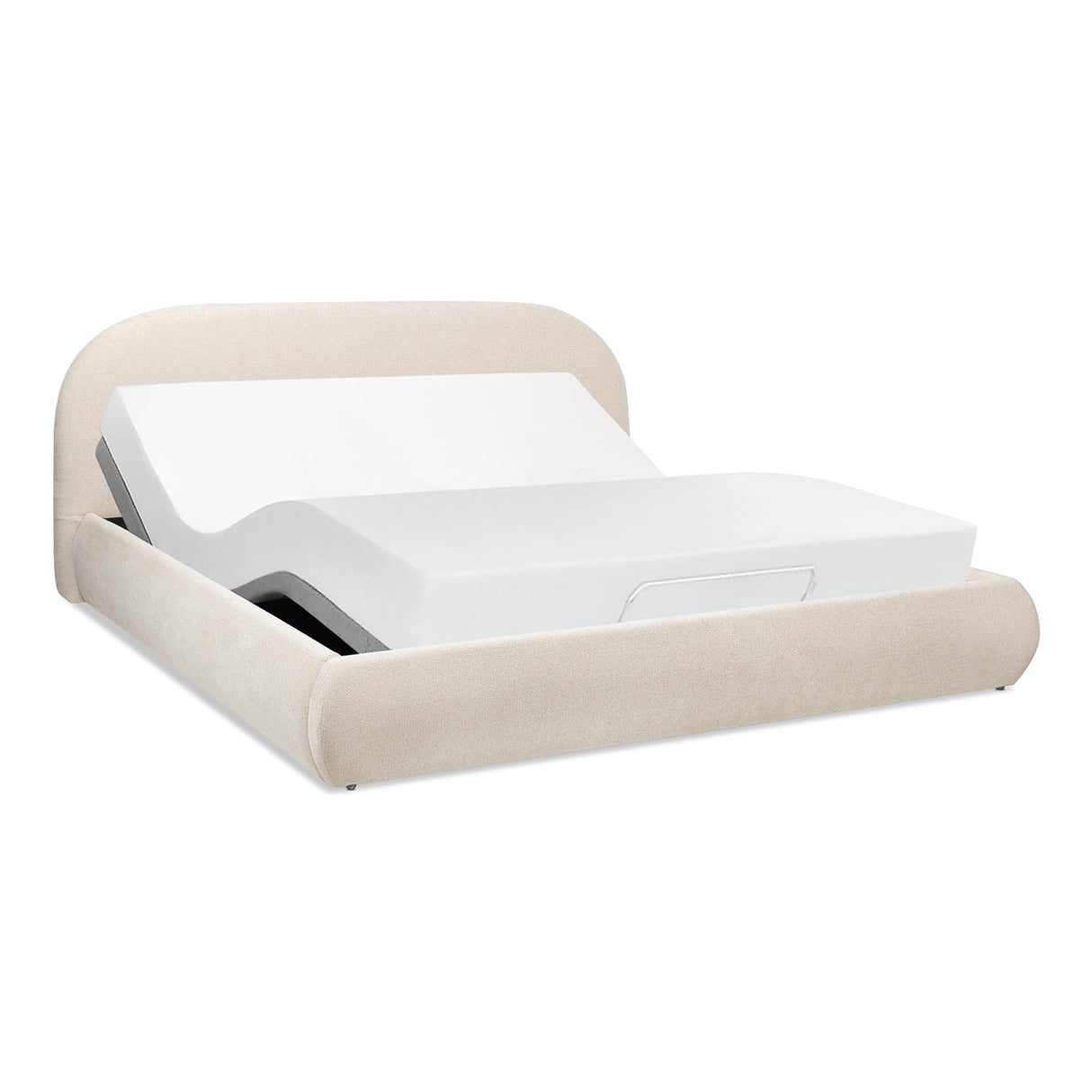Archie Puffy Grounded Upholstered Platform Bed - Oatmeal Light