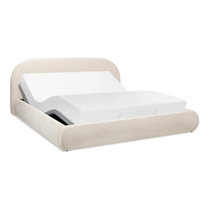 Archie Puffy Grounded Upholstered Platform Bed - Oatmeal Light
