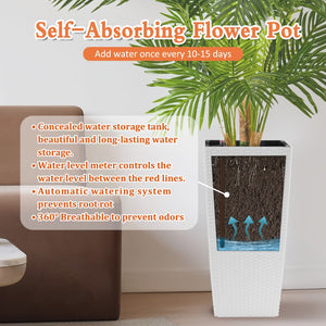 Pack of 2 Square Planters with Automatic Watering System - 22 Inch