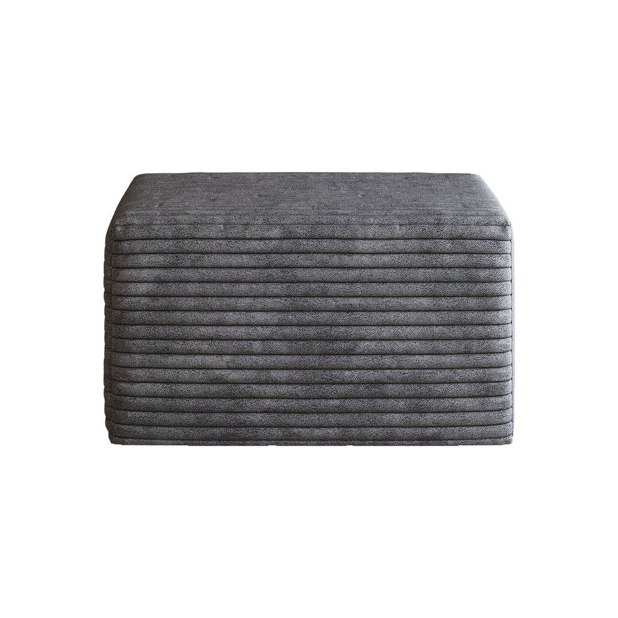 Sofa Ottoman - No Assembly Required - Dark Grey Plush Corduroy Fabric