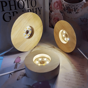 Wooden LED Light Base USB Powered | 6-LED Display Stand for Acrylic, Crystal