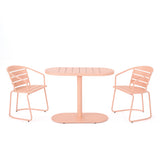 Outdoor-metal-seating-set-with-coffee-table-and-2-chairs,-pink-Outdoor-Furniture-Sets