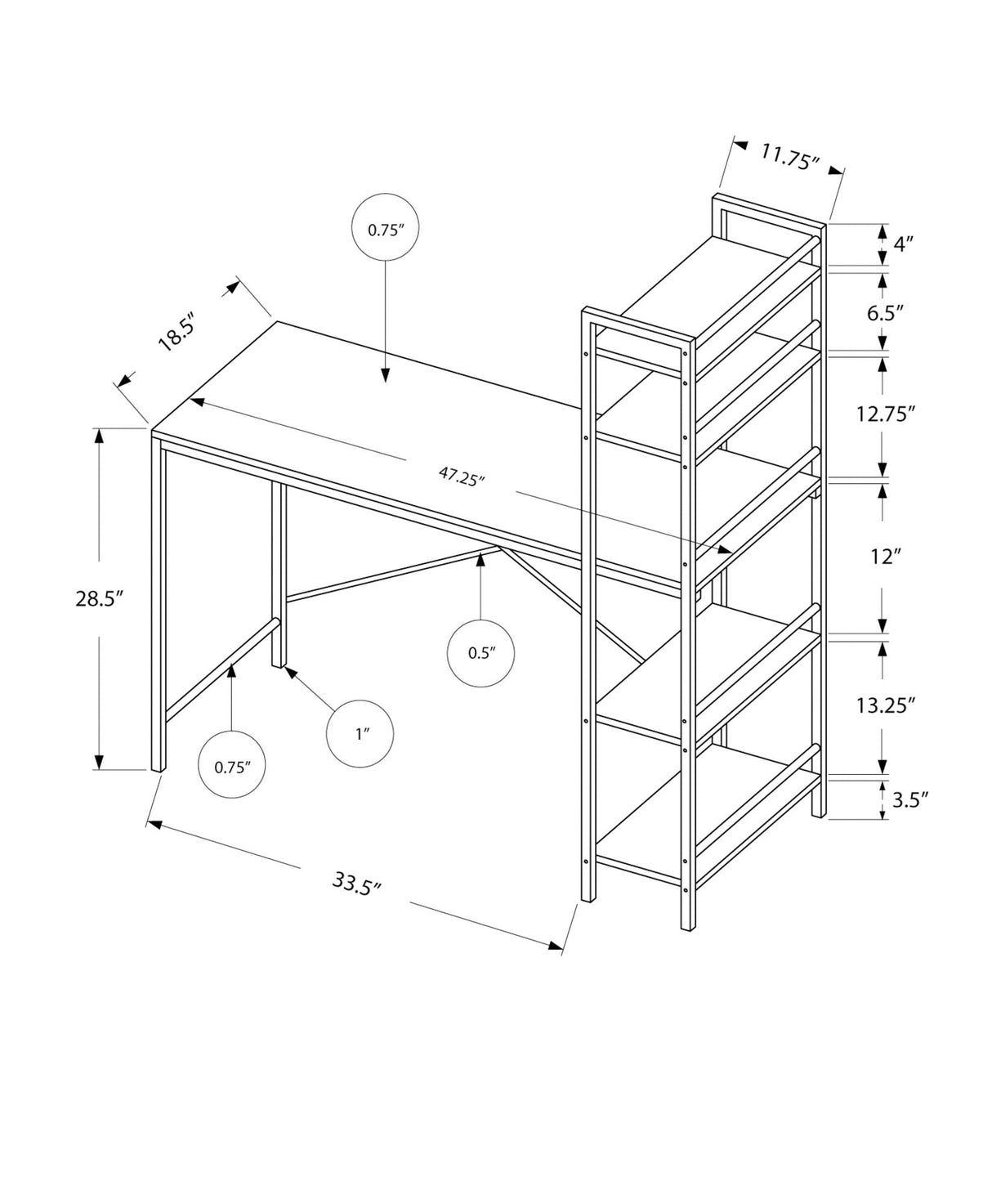 Computer Desk For Home Office, Laptop Storage Shelves