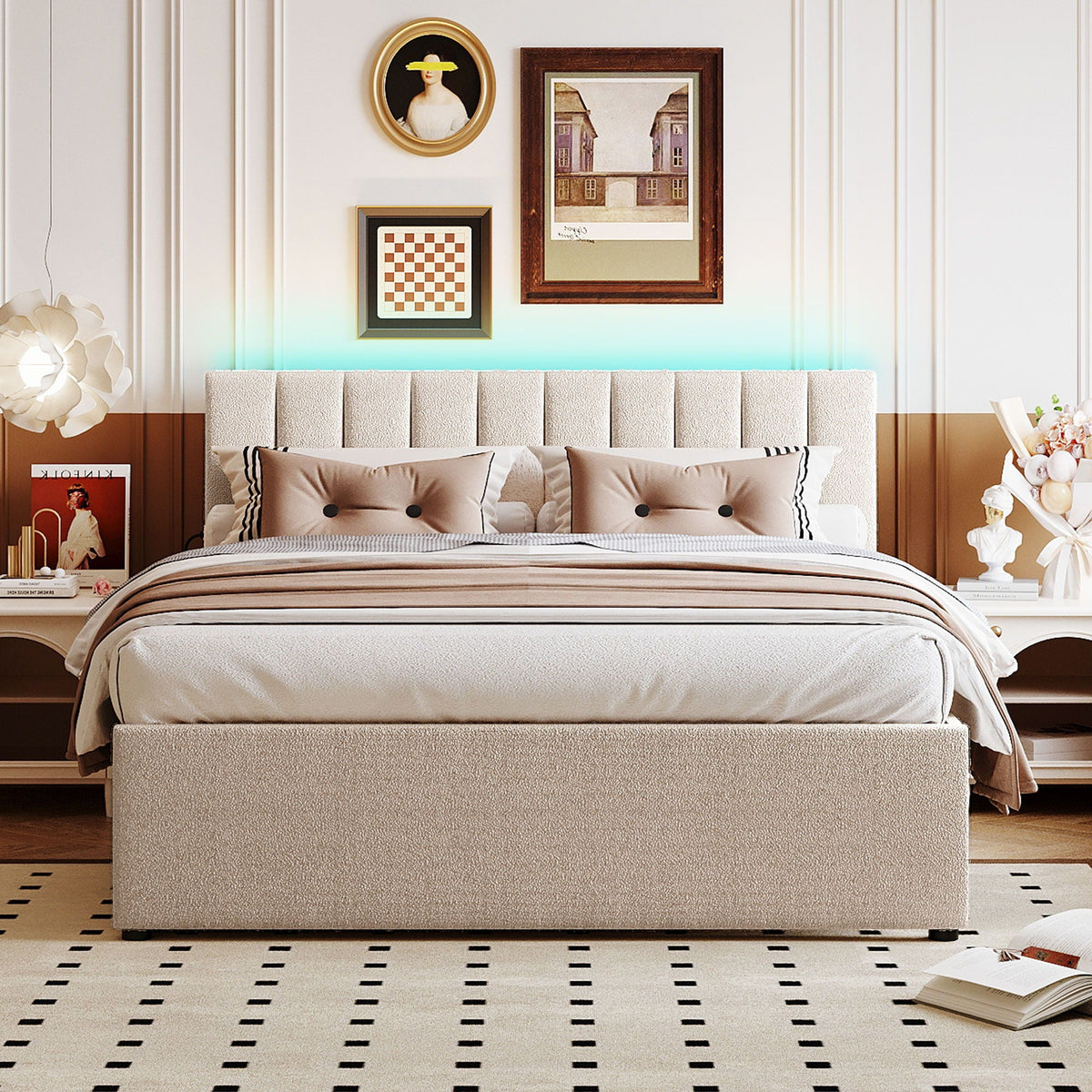 Upholstered Platform Bed With Trundle