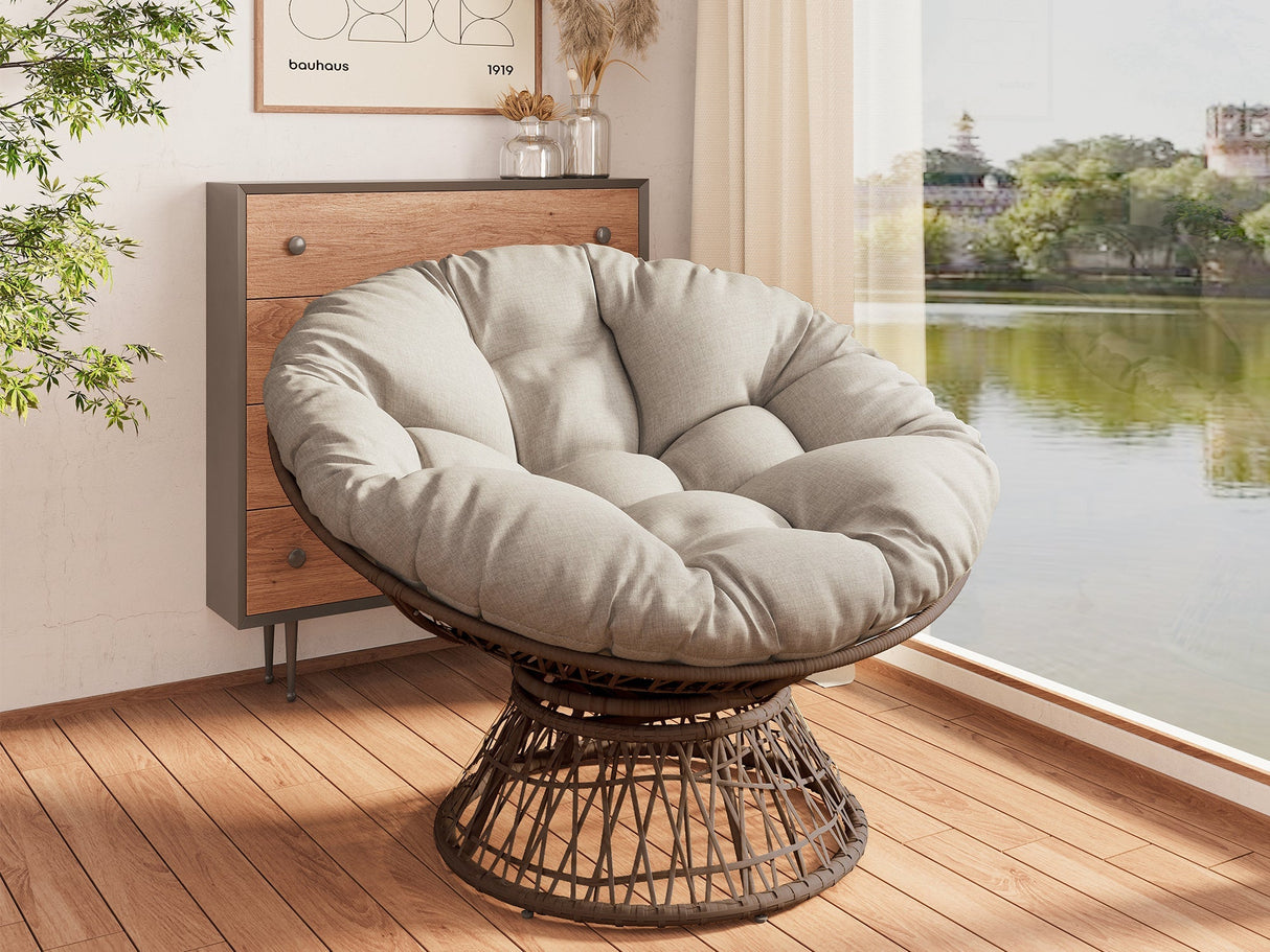 Ergonomic Wicker Chair with Cloud Density Cushion and Swivel