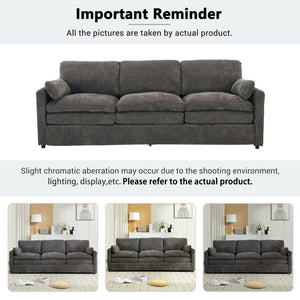 Cozy Upholstered 3 Seater Sofa With Double Cushion