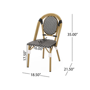 Outdoor PE Rattan and Aluminum French Bistro Chair, Set of 2