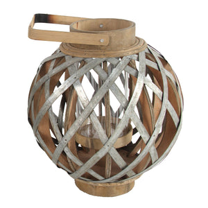 Decorative Lantern With Handle, Wooden Lantern For Indoor Outdoor, Home Garden, Wedding - Silver