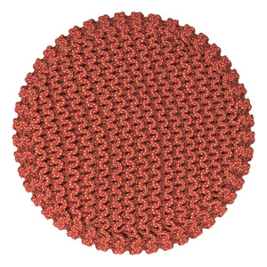 Wynne - Round Knitted Outdoor / Indoor Pouf - Orange