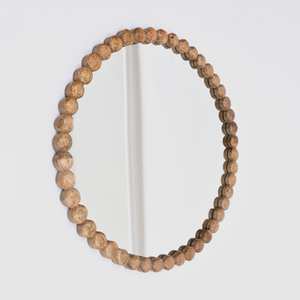 32-Inch Wooden Beaded Round Wall Mirror