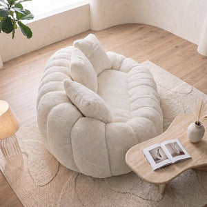 Floral-Shaped Ultra-Soft Faux Fur Two-Seater Sofa