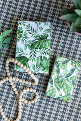 Set-of-2-Botanical-Green-And-White-Book-Boxes,-L:11x7x3'-S:8x5x2'-Wall-Art