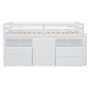 Loft Bed With 4 Drawers, Underneath Cabinet And Shelves