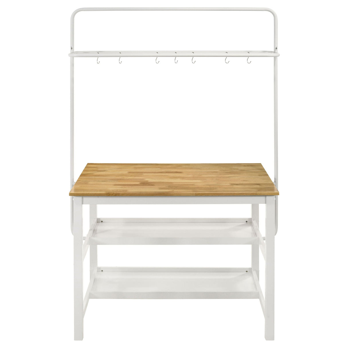 Cowichan - Kitchen Island Counter Table With Pot Rack - White