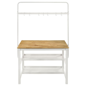 Cowichan - Kitchen Island Counter Table With Pot Rack - White