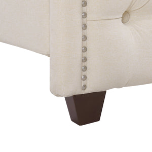 Marcella Upholstered Shelter Headboard Bed Set, Queen, Sky Neutral Beige Polyester