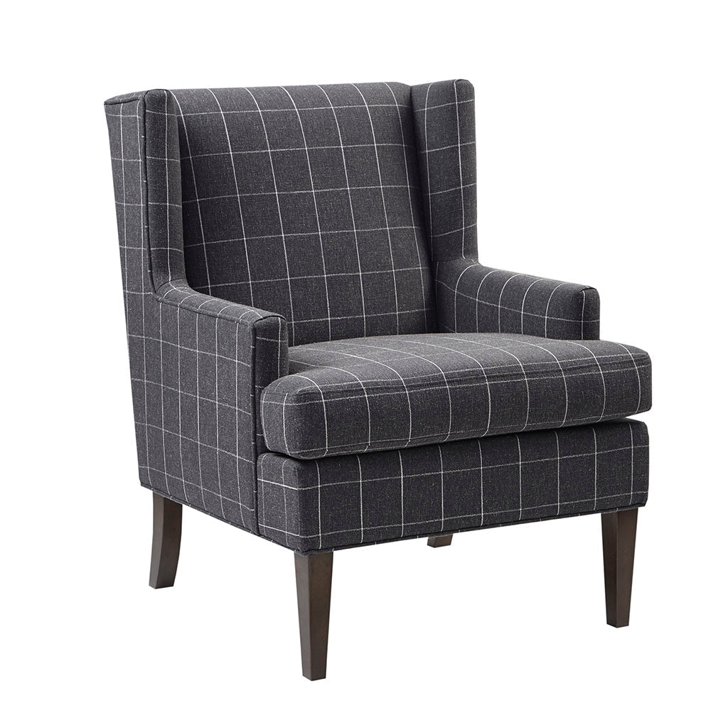 Upholstered Accent Chair with Wing Back and Solid Wood Frame