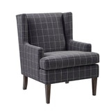 Upholstered Accent Chair with Wing Back and Solid Wood Frame