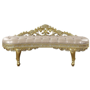 Cabriole Synthetic Leather Bench with Foam Padding - Gold