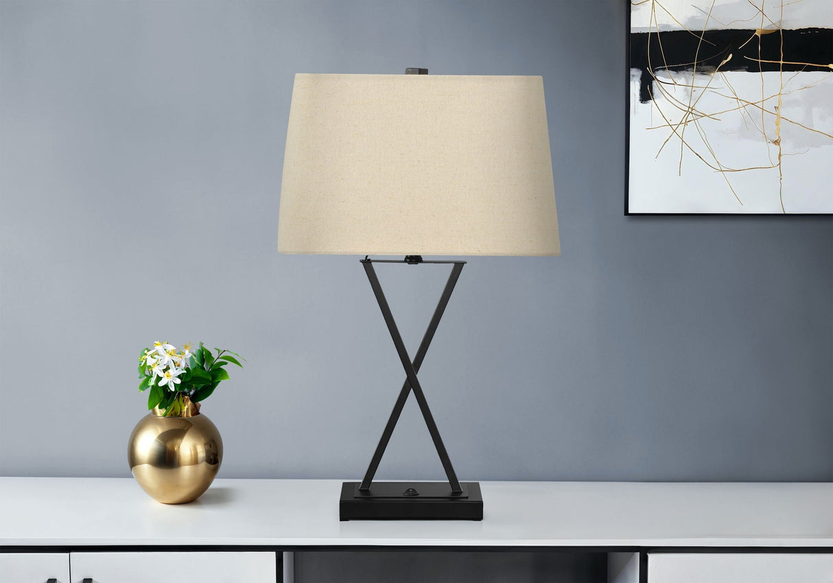 Lighting Table Lamp with USB Port - Black Transitional Design