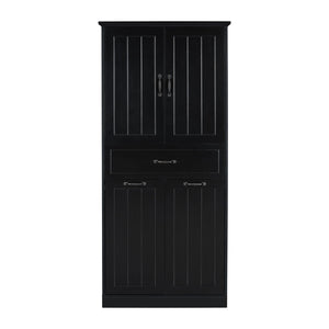 Modern Bathroom Storage Cabinet With Two Laundry Baskets, One Drawer, Adjustable Shelf