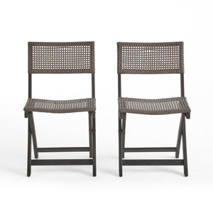 Bistro Foldable Chair With Wicker Backrest