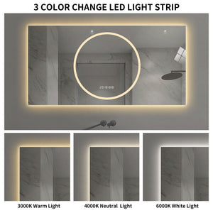 LED Vanity Mirror With Anti Fog & Dimmable Lights, Wall-Mounted - Antique Silver