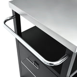K&K 54.5' Outdoor Kitchen Island with Stainless Steel Tabletop and Storage
