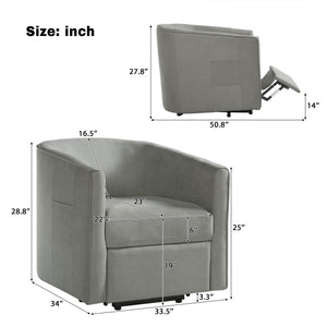 Power Lift Recliner Barrel Shape Reclining Chair With Footrest And Side Pocket
