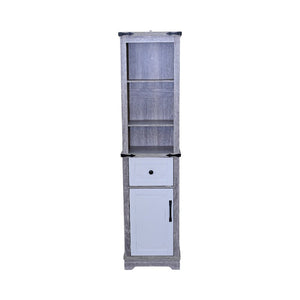 Narrow Bathroom Storage Cabinet with Adjustable Shelves - Grey White