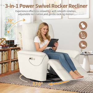 270° Power Swivel Rocker Recliner Chair with Phone Holder