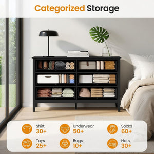 Modern 6 Drawer Fluted Dresser