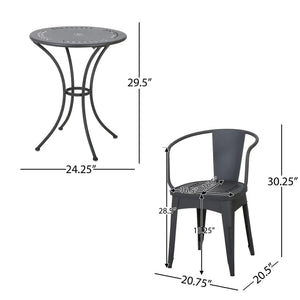 Ambrosia 3 Piece Bistro Set With Leaf Motifs Top And Seat