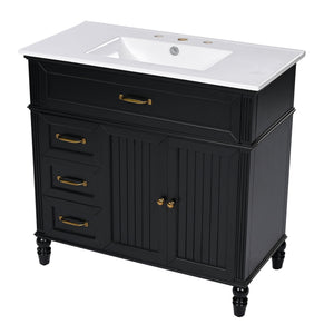 Bathroom Vanity With Sink, 2 Doors 2 Drawers, Freestanding Design