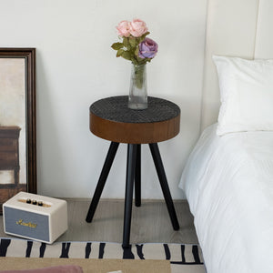 Round Coffee Table With Carved Top For Living Room
