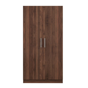 2 Door Wooden Wardrobe Armoire With 3 Storage Shelves - Brown