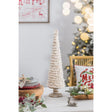 D5.1x21.7'-Fringes-Embellished-Cone-With-Wooden-Base-Christmas-Decor