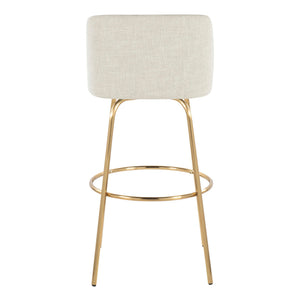 Toriano - Contemporary Fixed Height Barstool With Swivel And Round Footrest (Set of 2)