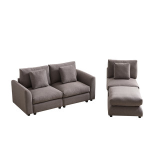 102.2 Inch Combination Modular Sofa with Ottoman Grey