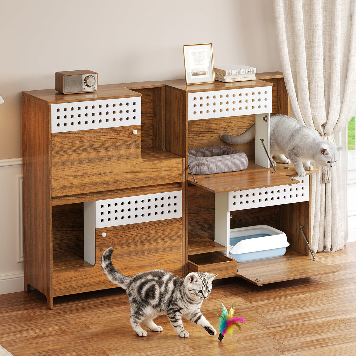 2-Piece Modern 2 IN 1 Cat Furniture Set