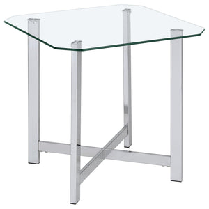 Cronin Square Tempered Glass Top Side End Table Chrome