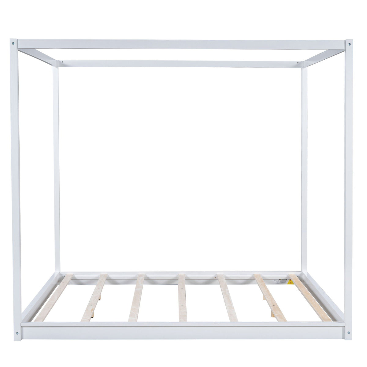 Wood Canopy Platform Bed With Support Legs And Airflow Slats