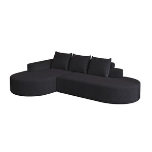 Modern Curved Sofa, L-Shaped Modular Sectional Set With 3 Pillows