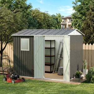 9x6 Ft Metal Garden Shed with 1 Window for Outdoor Patio Storage