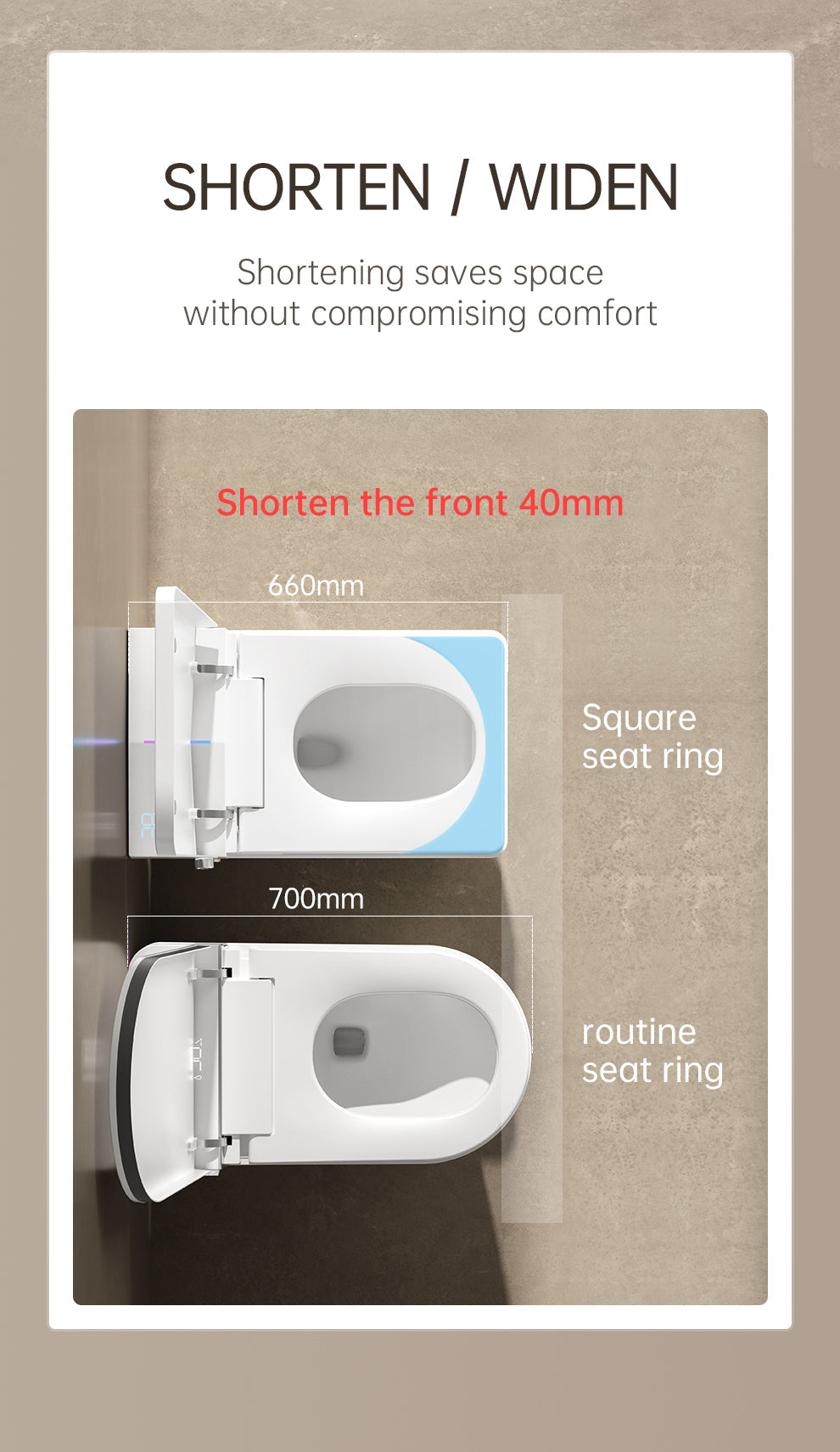 Square Smart Toilet with Built-in Tank for Modern Bathroom