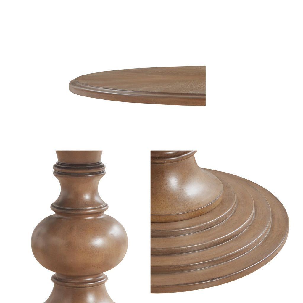 46" Round Pedestal Dining Table with Wood Frame