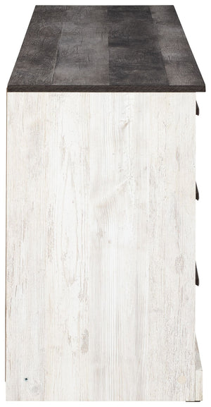Shawburn - Six Drawer Dresser - Pewter-tone pulls - White / Black / Gray