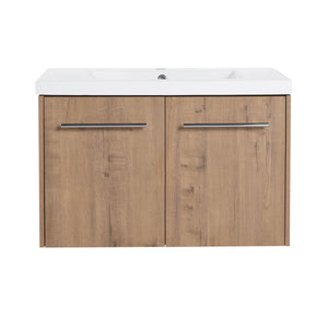 Modern Floating Bathroom Vanity With Resin Sink, Soft Close Doors