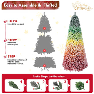 6ft Rainbow Gradient Flocked PVC Christmas Tree