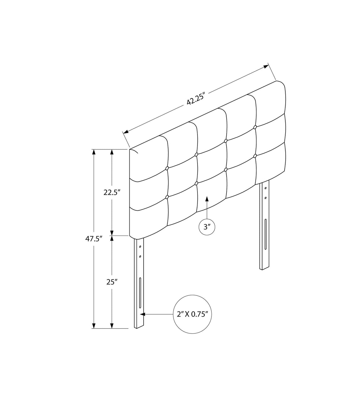 Twin Size Upholstered Bed Headboard - White, Transitional Style